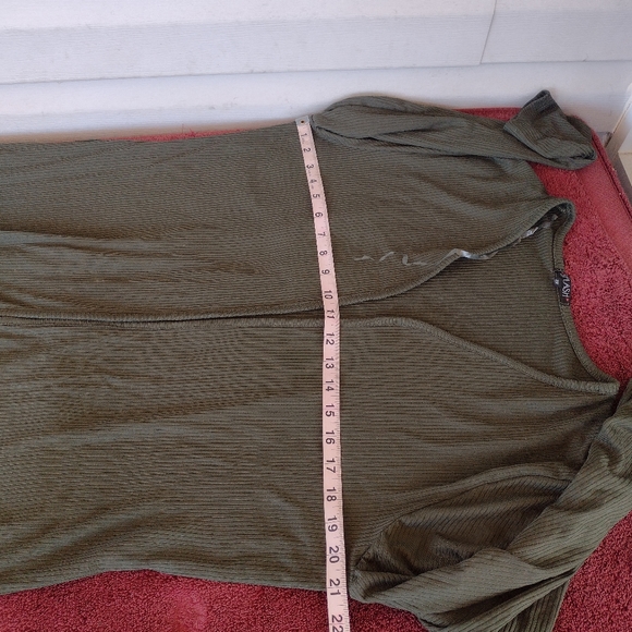 Splash Plus Women's Avocado Rib Knit Long Open Front Cardigan, Size 2X - Picture 7 of 8